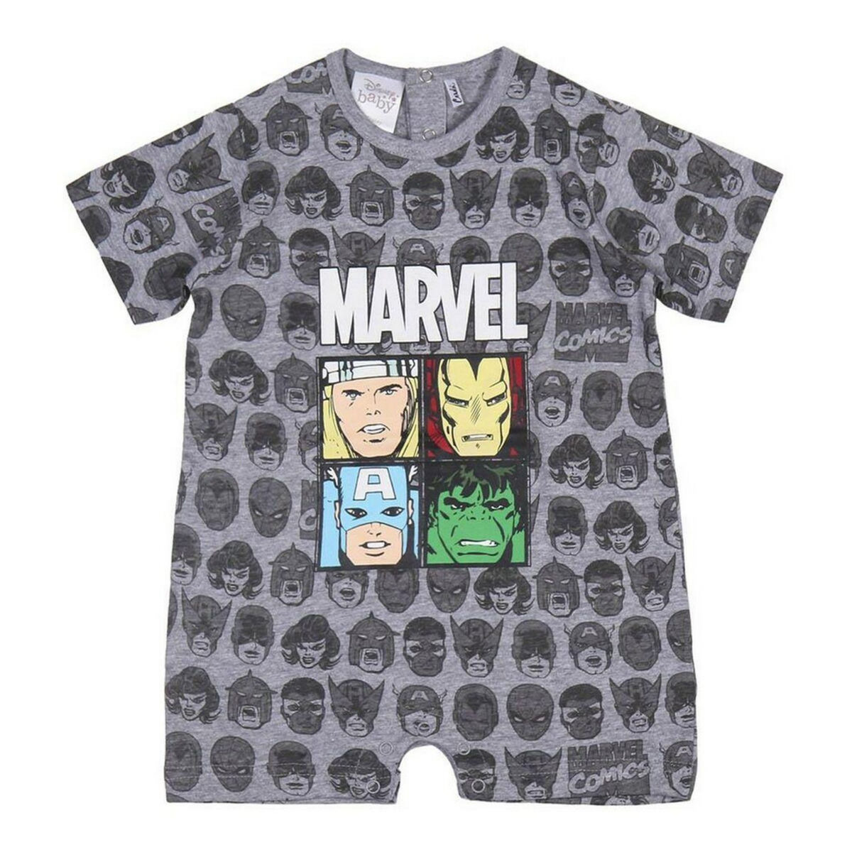 Marvel Barboteuse à Manches Courtes pour Bébé Marvel Gris
