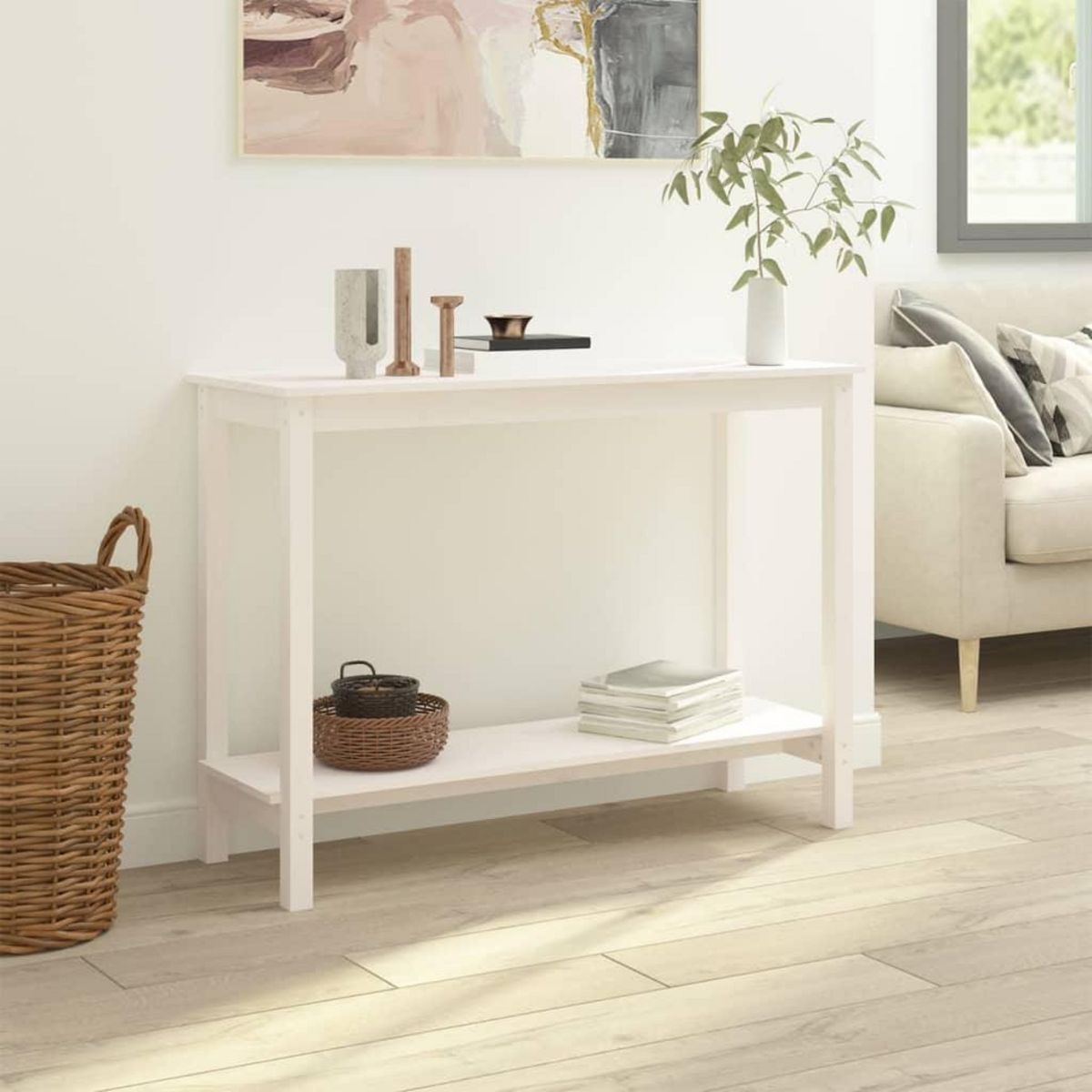 VIDAXL Table console Blanc 110x40x80 cm Bois massif de pin