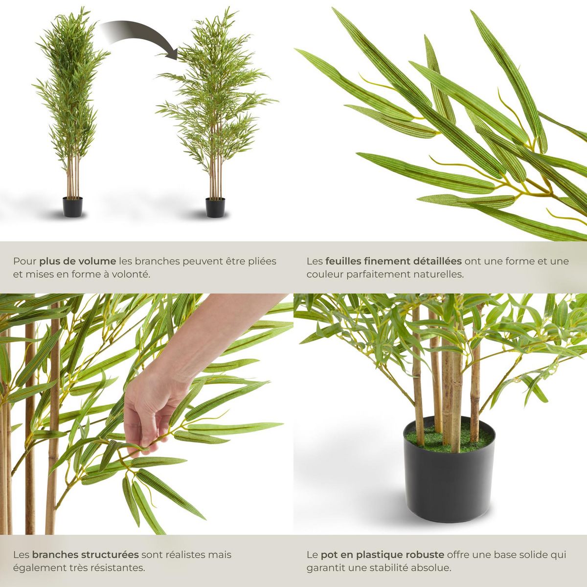tectake Arbre en bambou artificiel design très réaliste vert