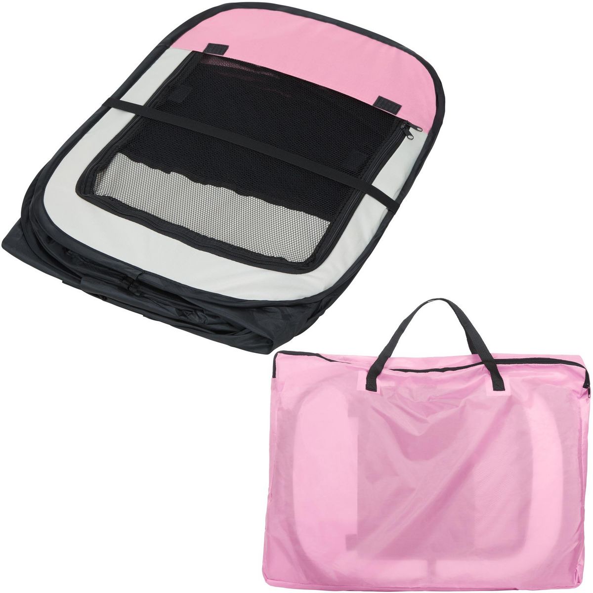 tectake Enclos pour chiots / chien modulable Pliable, pour une utilisation intérieure et extérieure rose