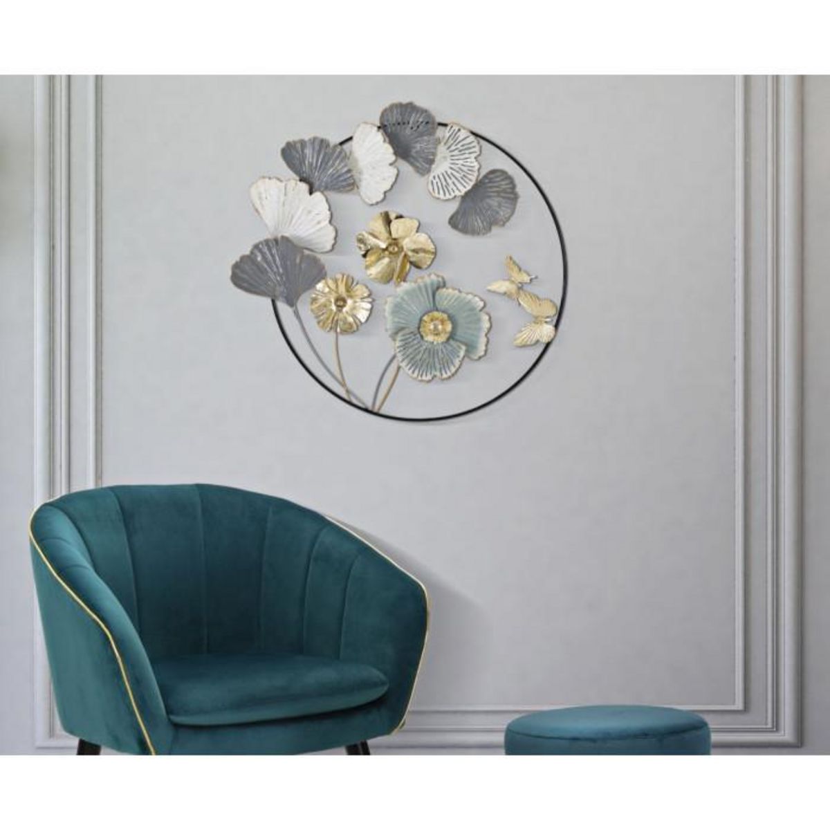 Paris Prix Décoration Murale Ronde en Métal  Campur  78cm Multicolore