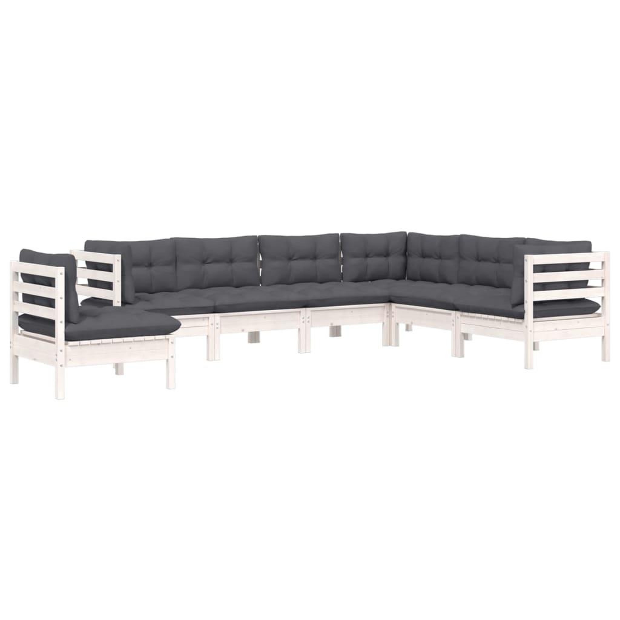 Voir la diapositive 3 : VIDAXL Salon de jardin 7 pcs avec coussins blanc bois de pin massif