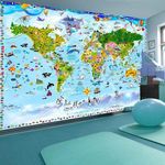 Paris Prix Papier Peint  World Map for Kids. Coloris disponibles : Multicolore