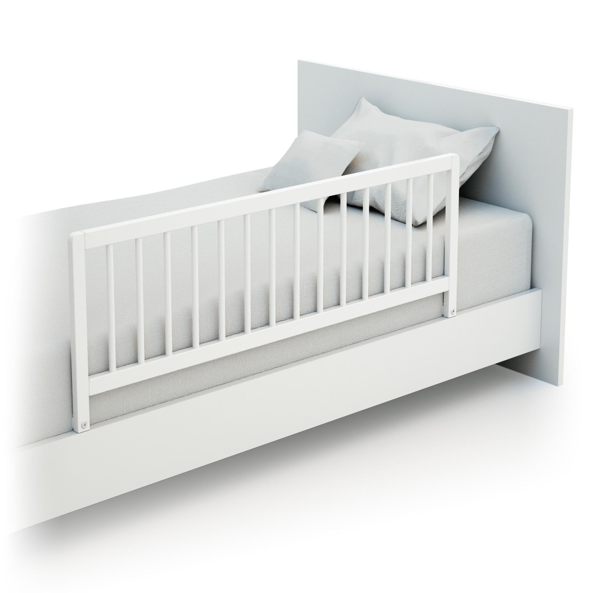 Voir la diapositive 2 : WEBABY Barrière de lit enfant en bois SIDO 117 cm