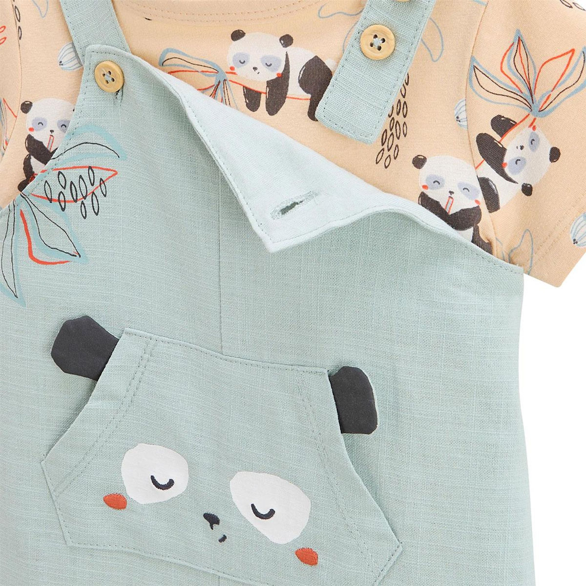 Petit Béguin Ensemble salopette bébé et t-shirt Bento