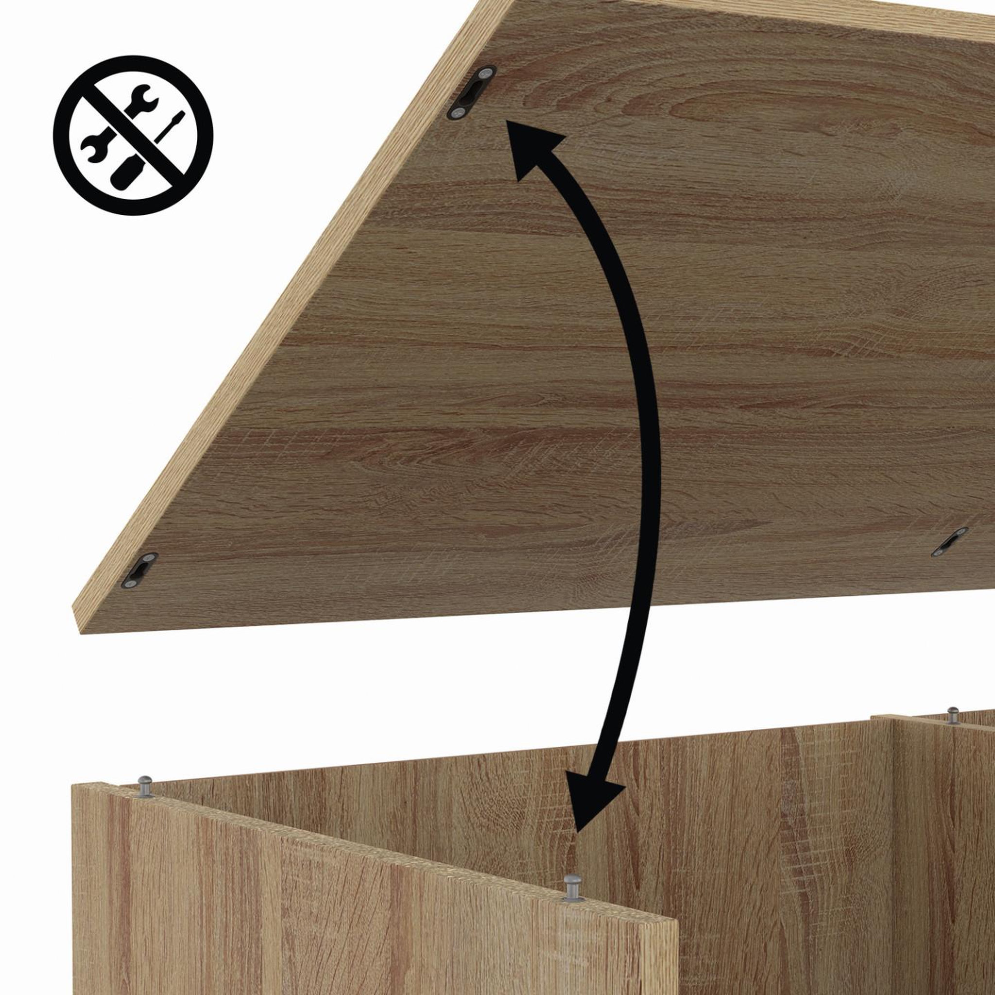 Voir la diapositive 5 : ID MARKET Meuble tv 140 cm easy montage sans outils 2 portes coulissantes réversibles effet bois et noir