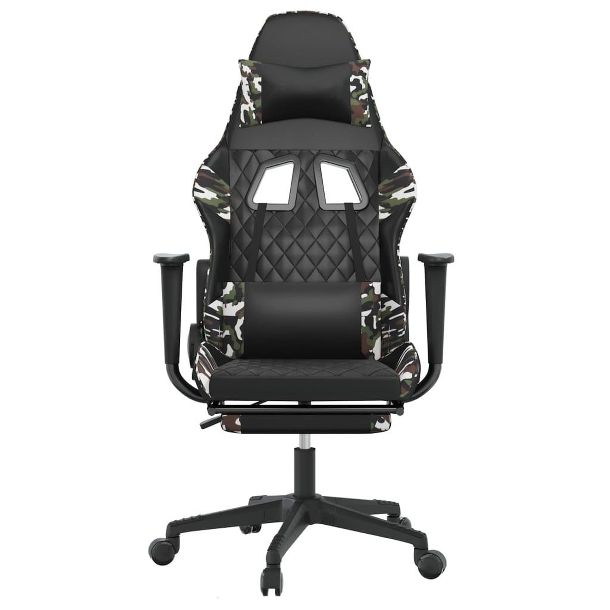 Voir la diapositive 3 : VIDAXL Chaise de jeu avec repose-pied Noir et camouflage Similicuir
