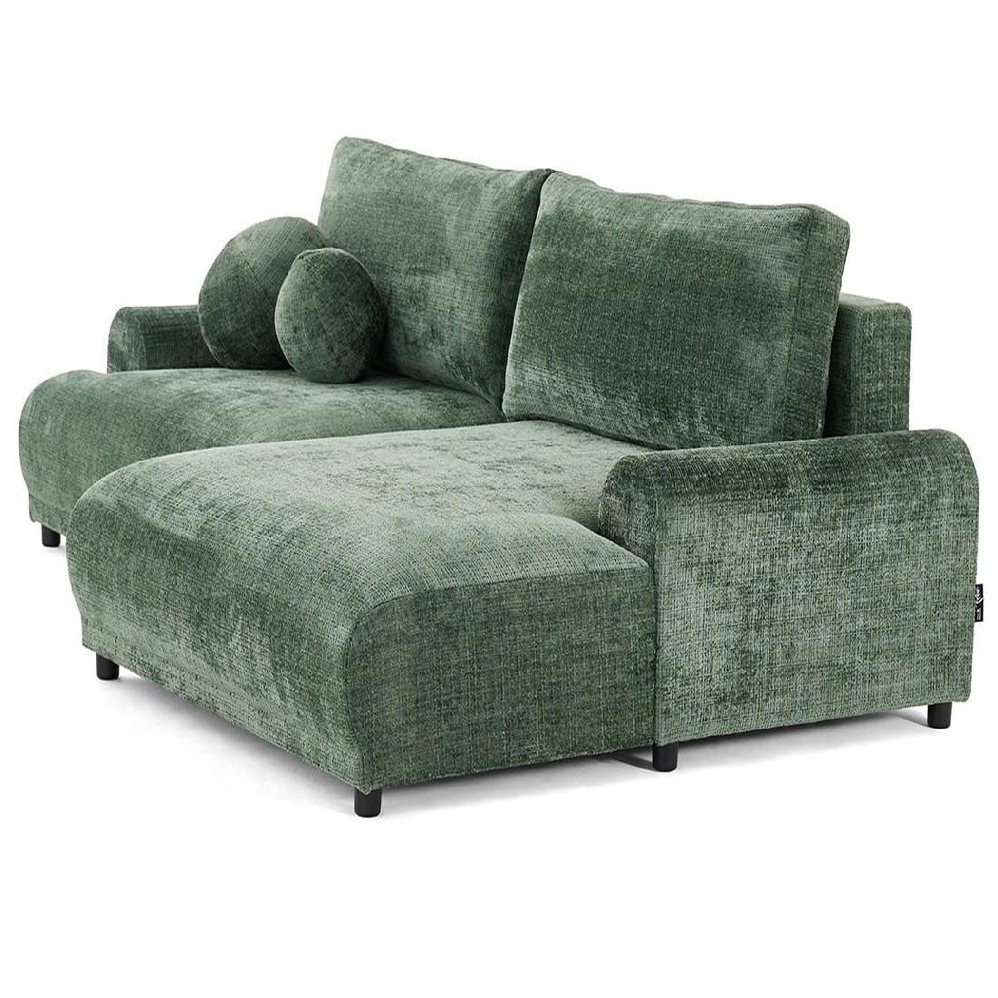 Voir la diapositive 5 : BEST MOBILIER Nelly - canapé d'angle droit 4 places convertible avec coffre en velours texturé