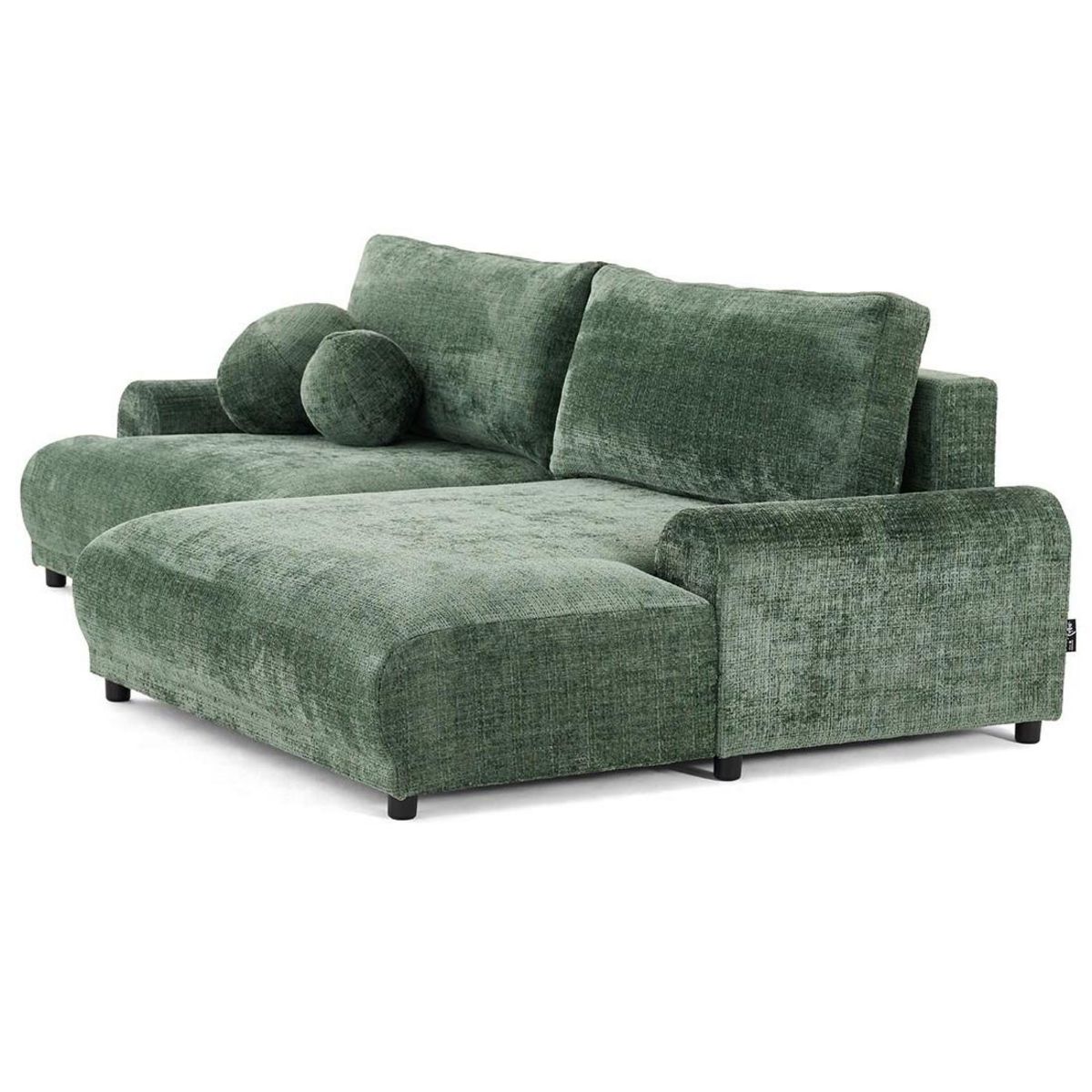 LISA DESIGN Nelly - canapé d'angle droit 4 places convertible avec coffre en velours texturé