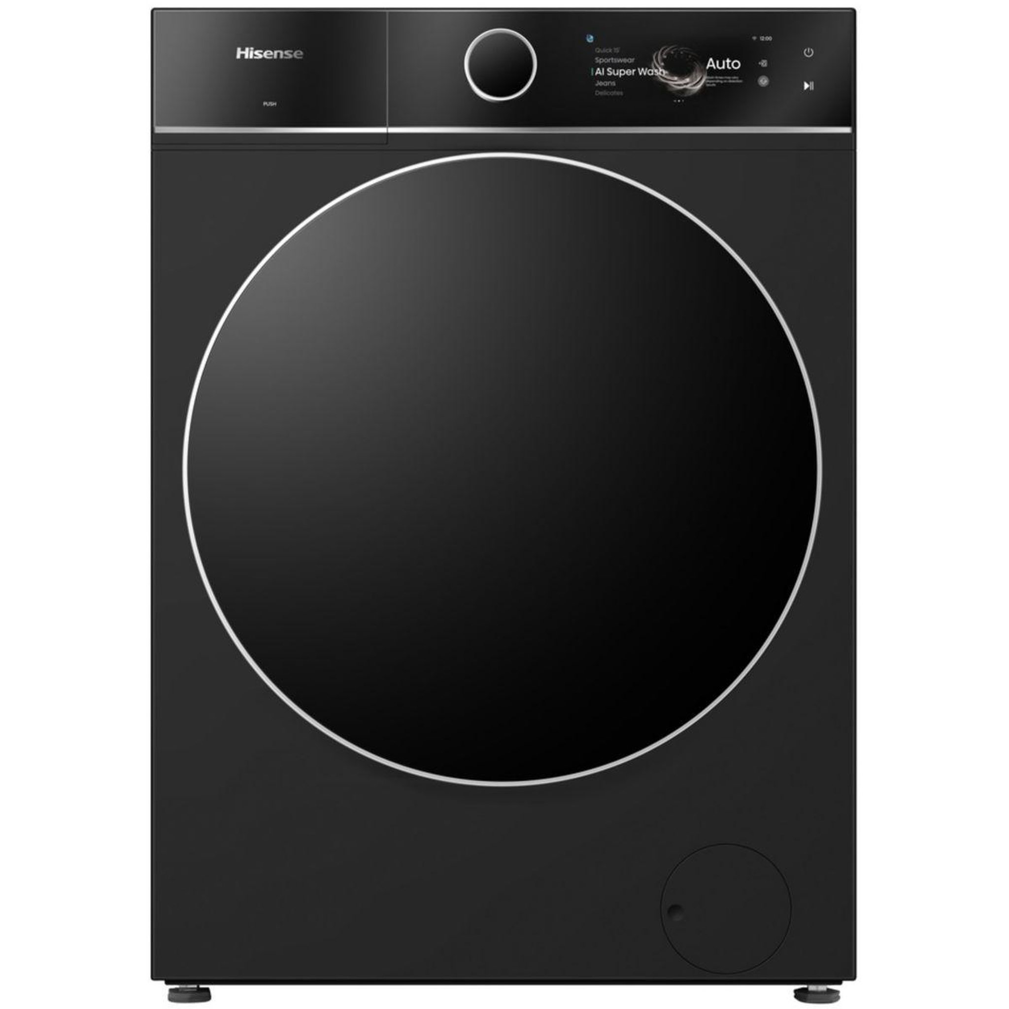 Hisense Lave linge hublot wf7i1248bbr - 12 kg - 1400 tr/min - classe a - moteur induction - autodosage - connecté wifi- noir