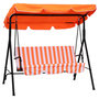 Voir la diapositive 1 : OUTSUNNY Balancelle de jardin 3 places toit inclinaison réglable coussins assise et dossier 1,72L x 1,1l x 1,52H m acier noir polyester orange