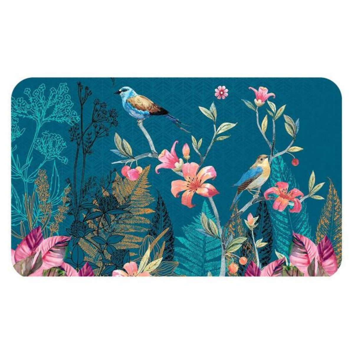 Paris Prix Tapis Déco Imprimé  Alouette  45x75cm Bleu