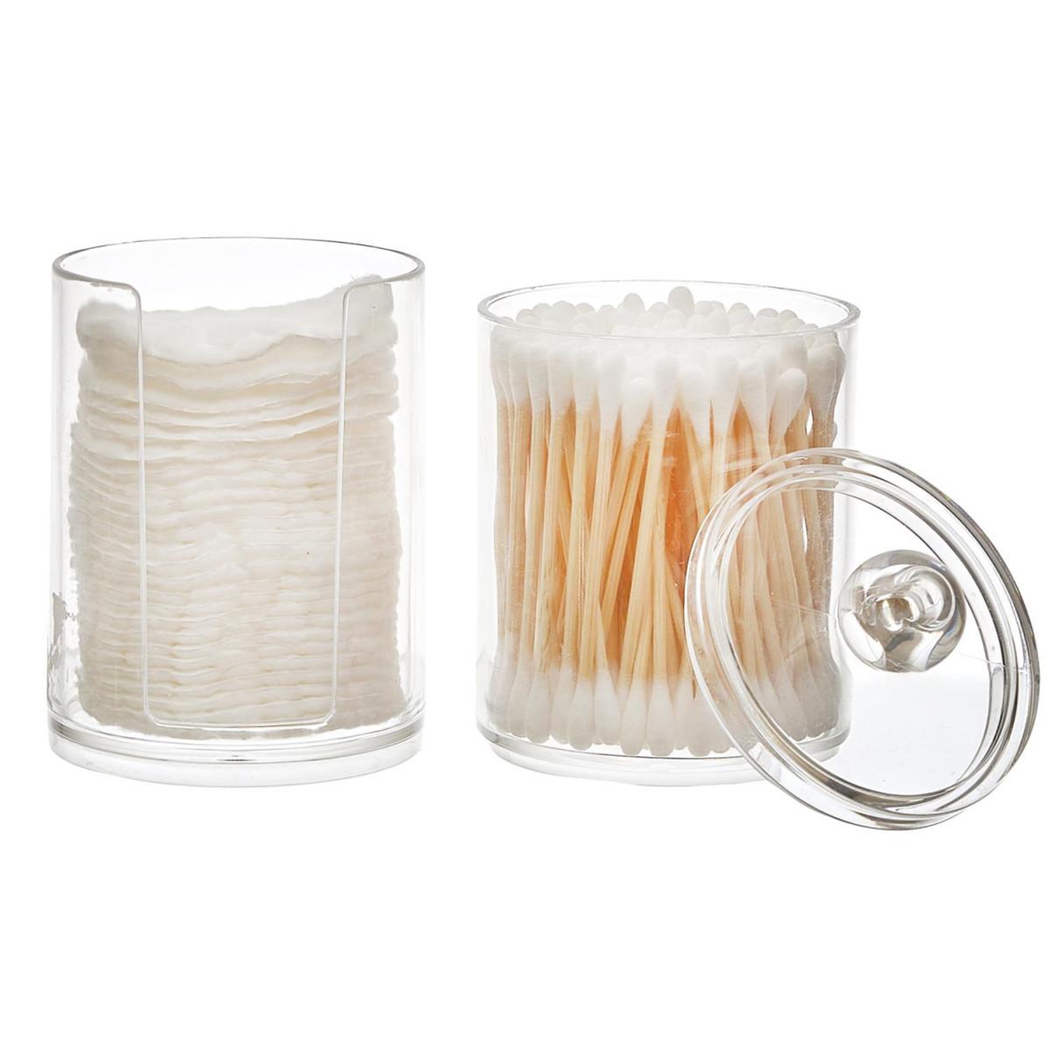 Voir la diapositive 2 : Cosmetic Club Double distributeur à coton  anna  19cm transparent
