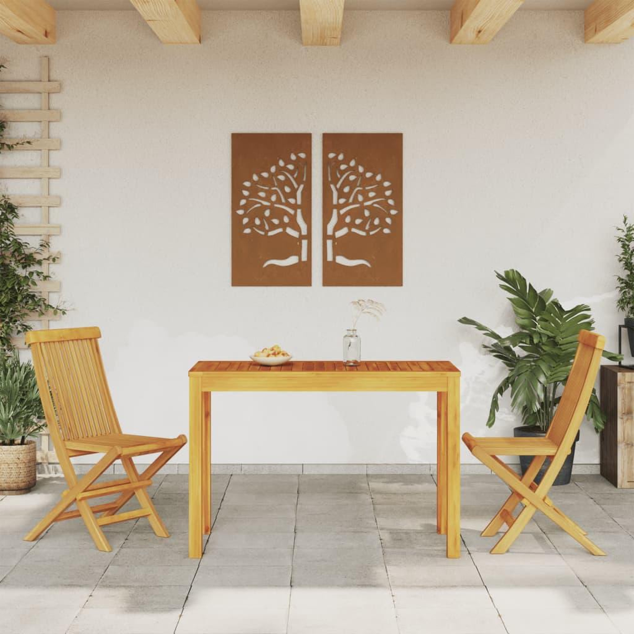 Voir la diapositive 3 : VIDAXL Table a manger de jardin 110x55x75 cm bois massif d'acacia