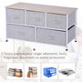 Voir la diapositive 4 : HOMCOM Commode meuble de rangement dim. 100L x 30l x 54H cm 5 tiroirs non-tissés gris structure métal blanc plateau MDF bois clair