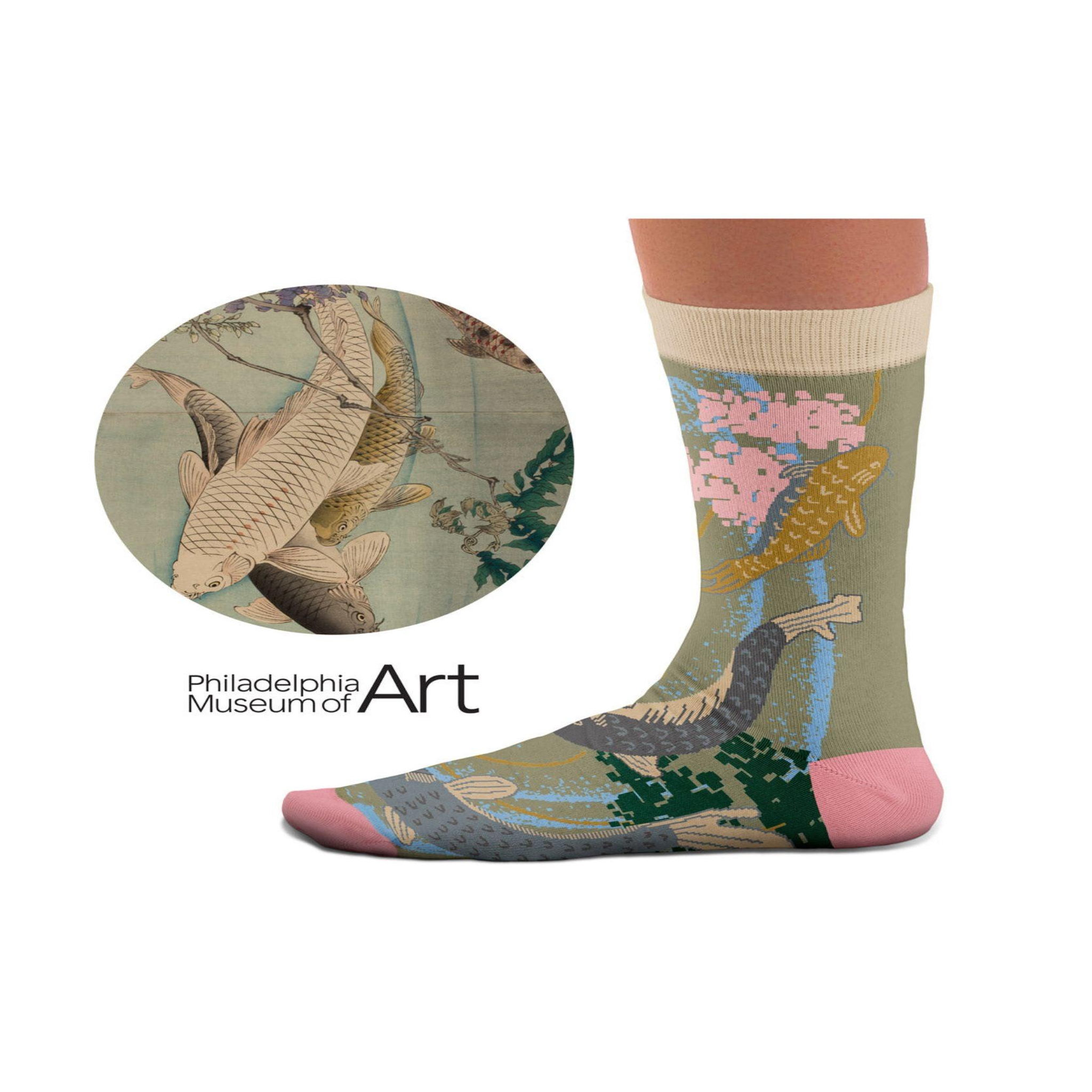 Voir la diapositive 4 : SOCK AFFAIRS Chaussettes carpes nageant, tsukioka yoshitoshi