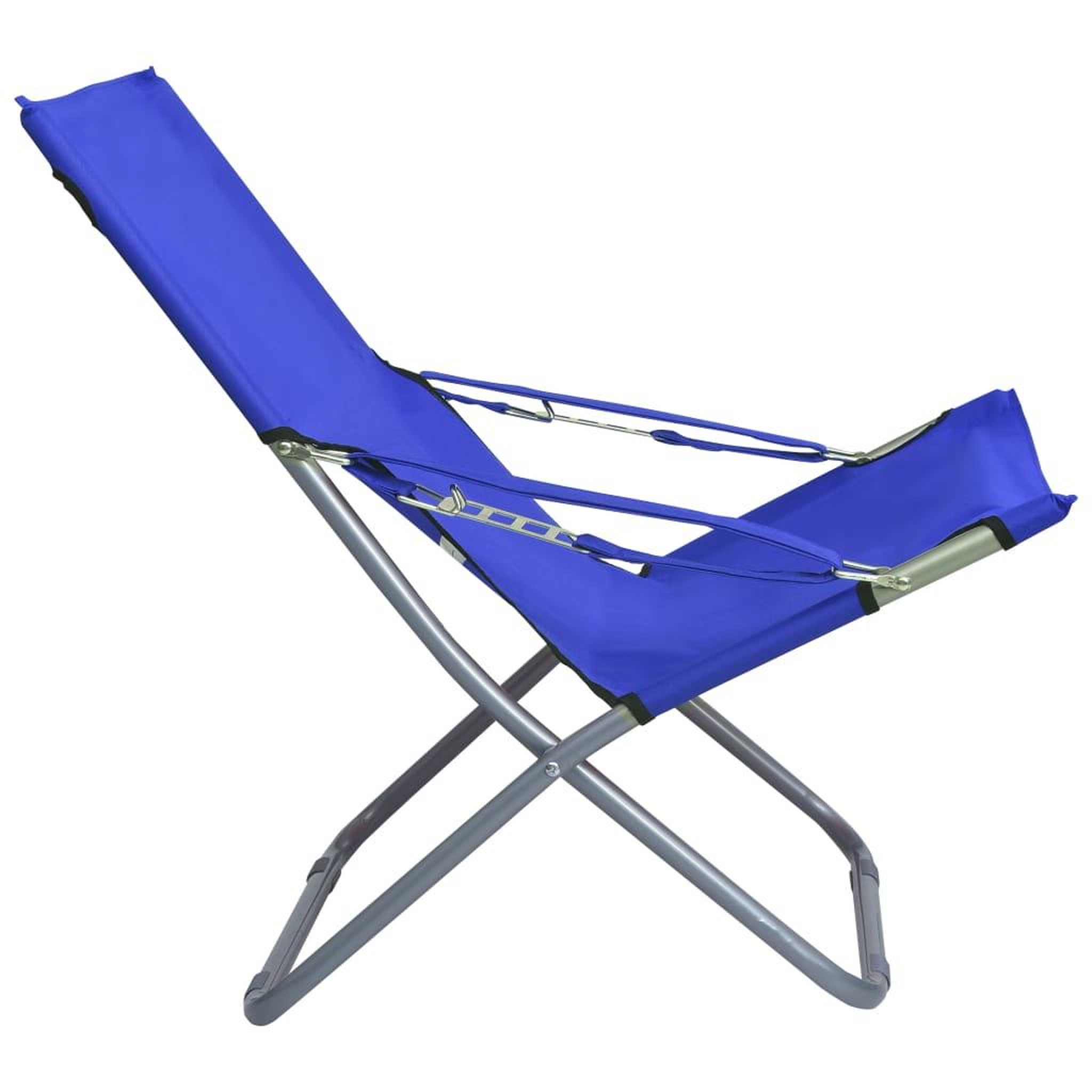 Voir la diapositive 4 : VIDAXL Chaises pliables de plage lot de 2 Tissu Bleu