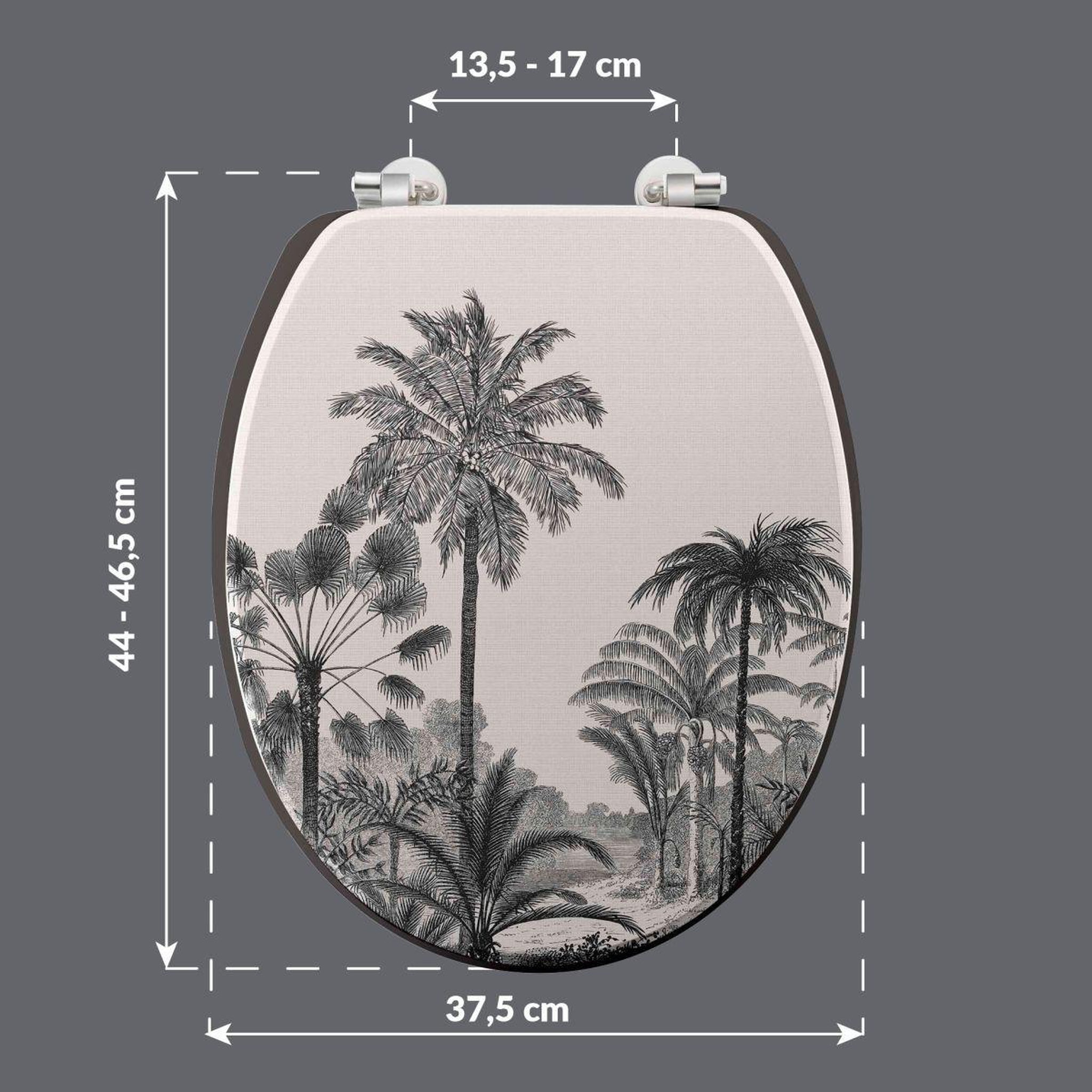 Voir la diapositive 4 : Douceur d'Intérieur Abattant wc imprimé palmier  cocoty  45cm noir