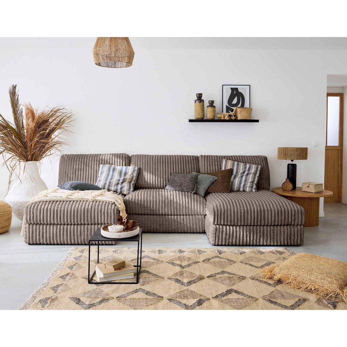 LISA DESIGN Jasper - module méridienne - en fausse fourrure côtelée