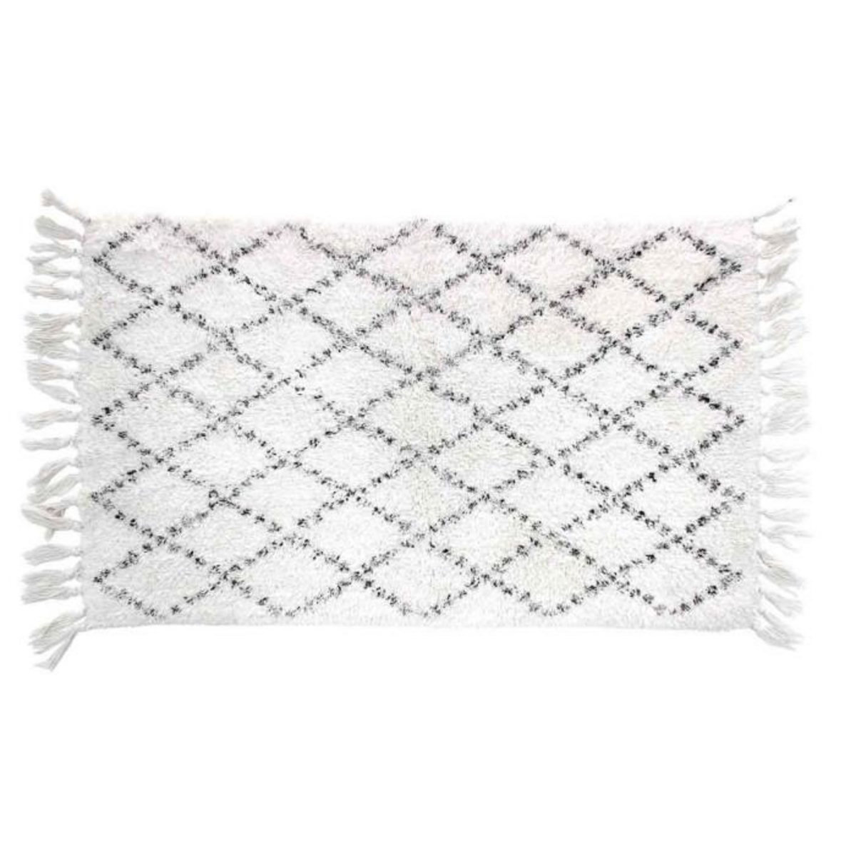 Paris Prix Tapis de Bain à Franges  Latika  50x80cm Blanc