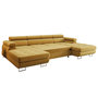 Voir la diapositive 6 : BEST MOBILIER Ayden - canapé panoramique en u 7 places convertible avec coffre et têtières réglables en tissu