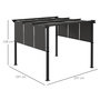 Voir la diapositive 3 : OUTSUNNY Pergola 3 toiles coulissantes - dim. 2,97L x 2,97l x 2,38H m - acier époxy polyester haute densité anthracite