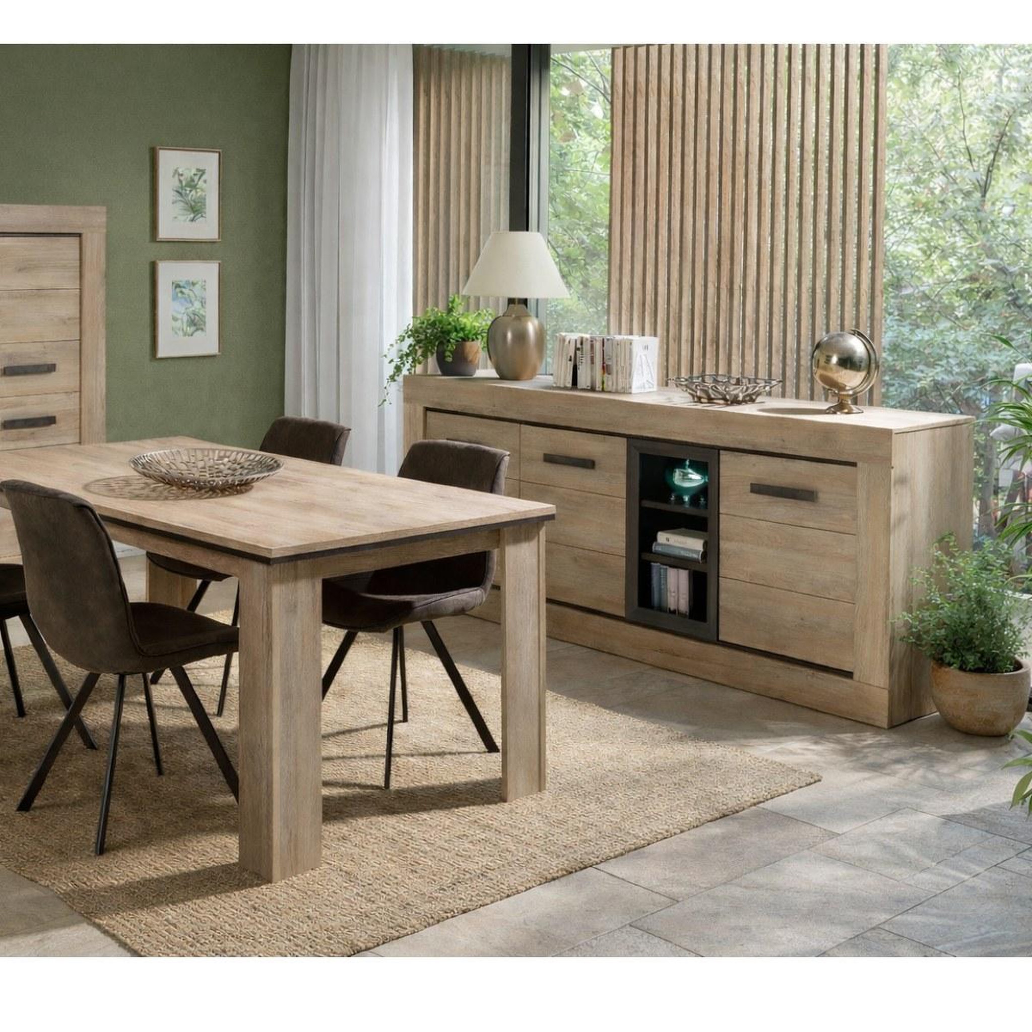 Voir la diapositive 3 : JLC KREATION Buffet bas moderne en bois 3 portes MOA