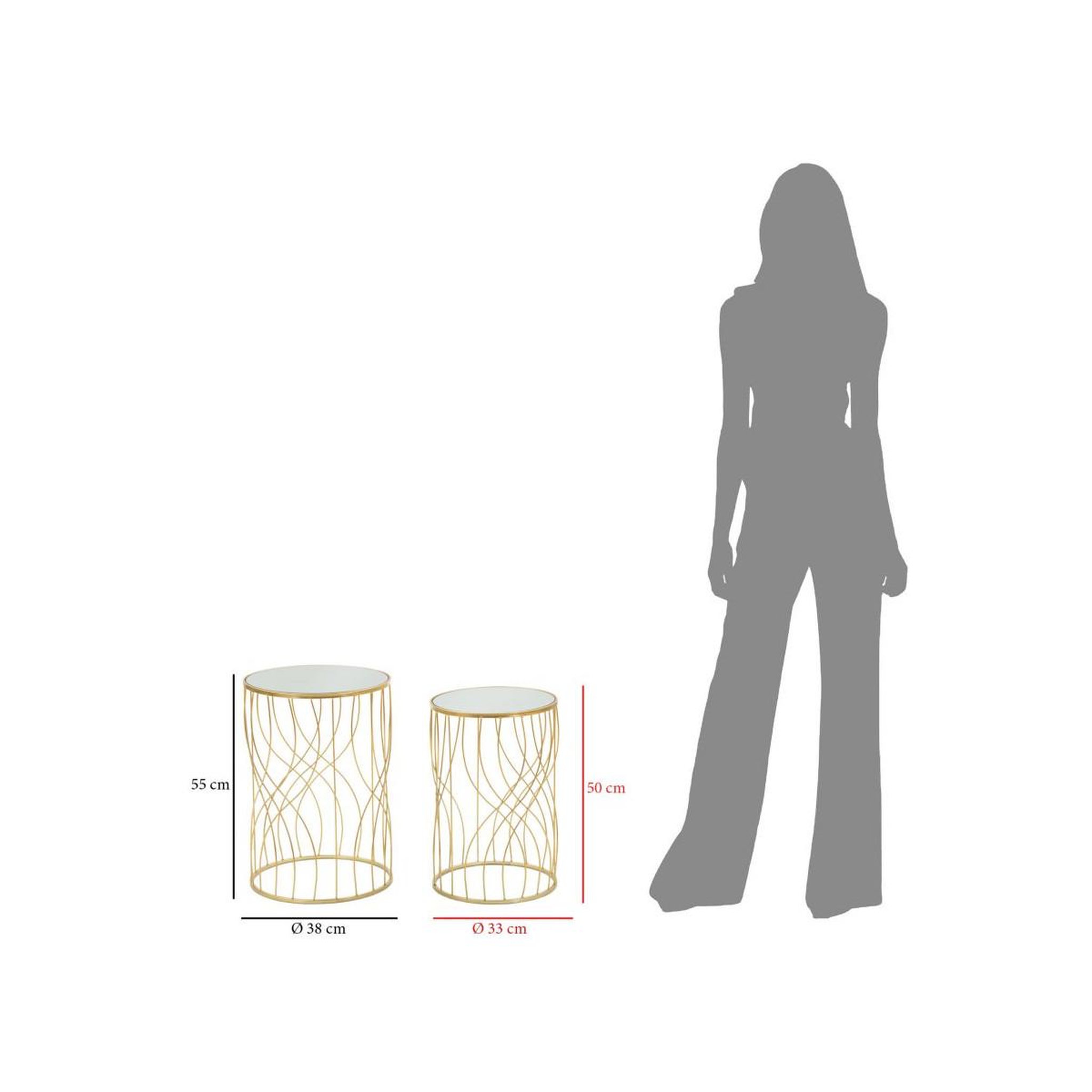 Voir la diapositive 6 : Paris Prix Lot de 2 tables d'appoint  lignes  55cm or