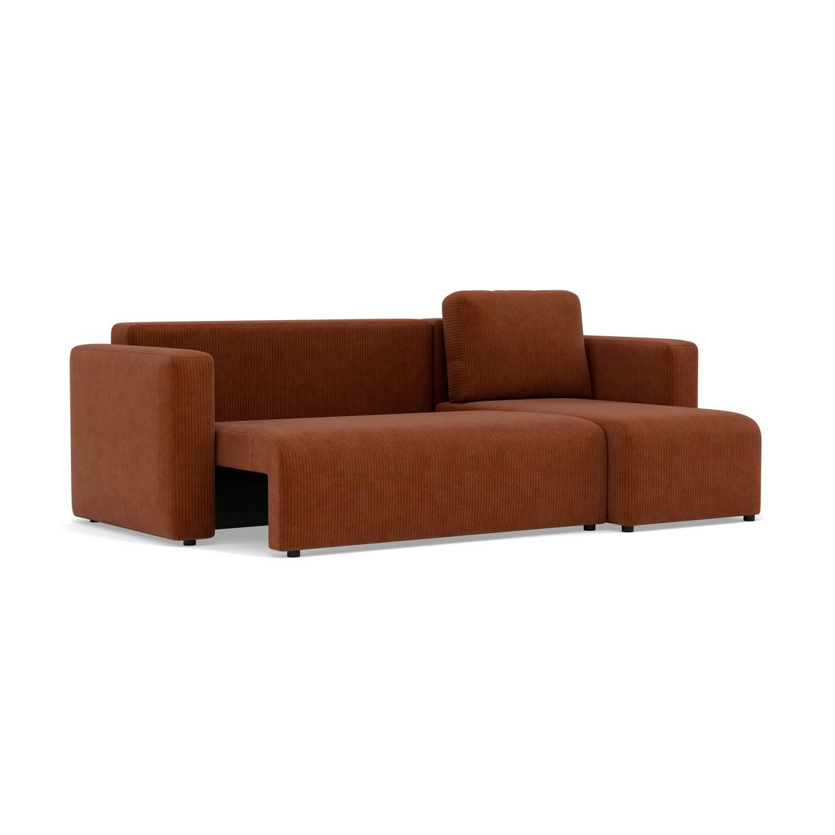 BEST MOBILIER Canopy - canapé d'angle réversible 4 places convertible avec coffre en velours côtelé