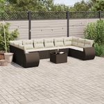 VIDAXL Salon de jardin et coussins 11 pcs marron resine tressee