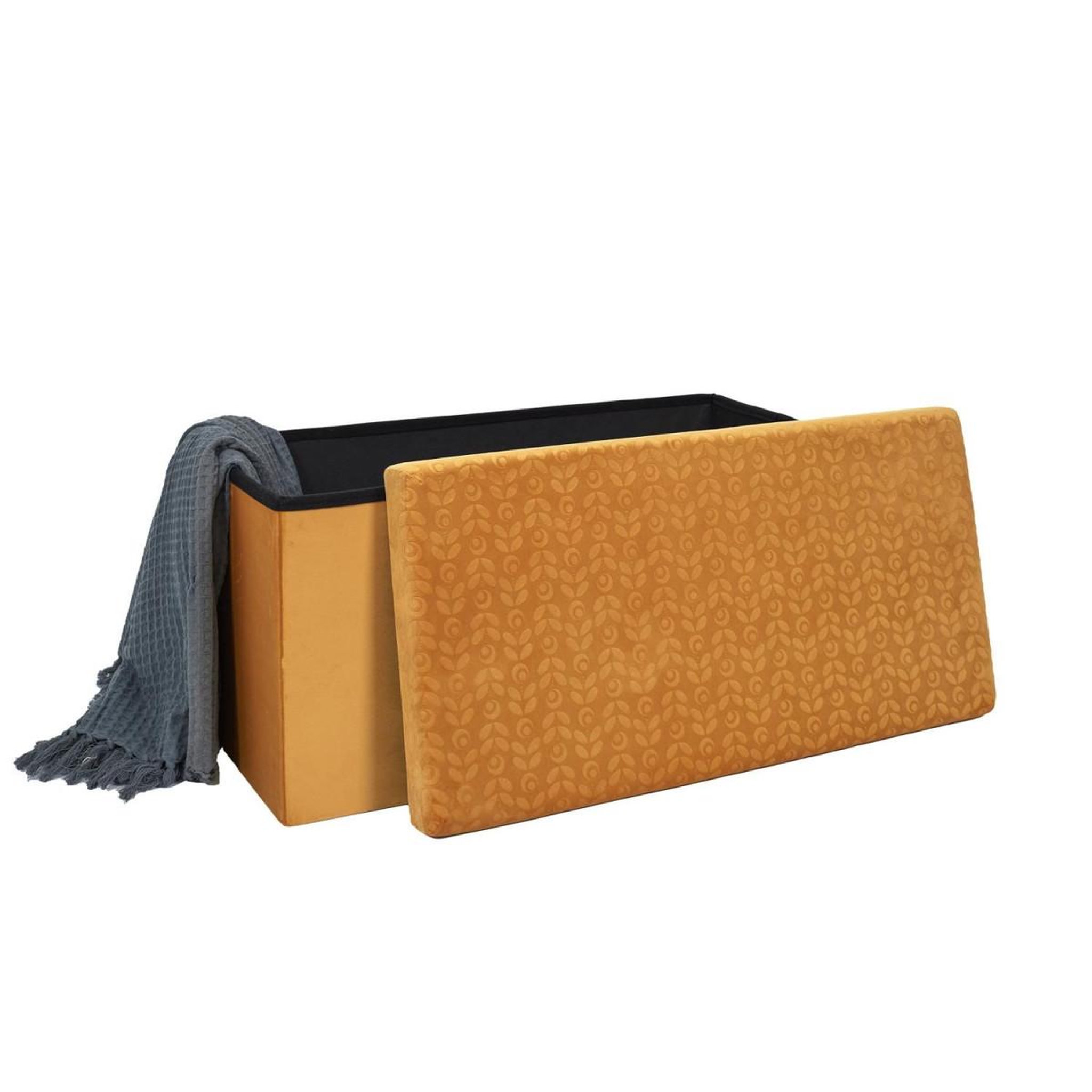 Voir la diapositive 3 : The Home Deco Factory Banc pliable & coffre  rétro  76cm jaune moutarde