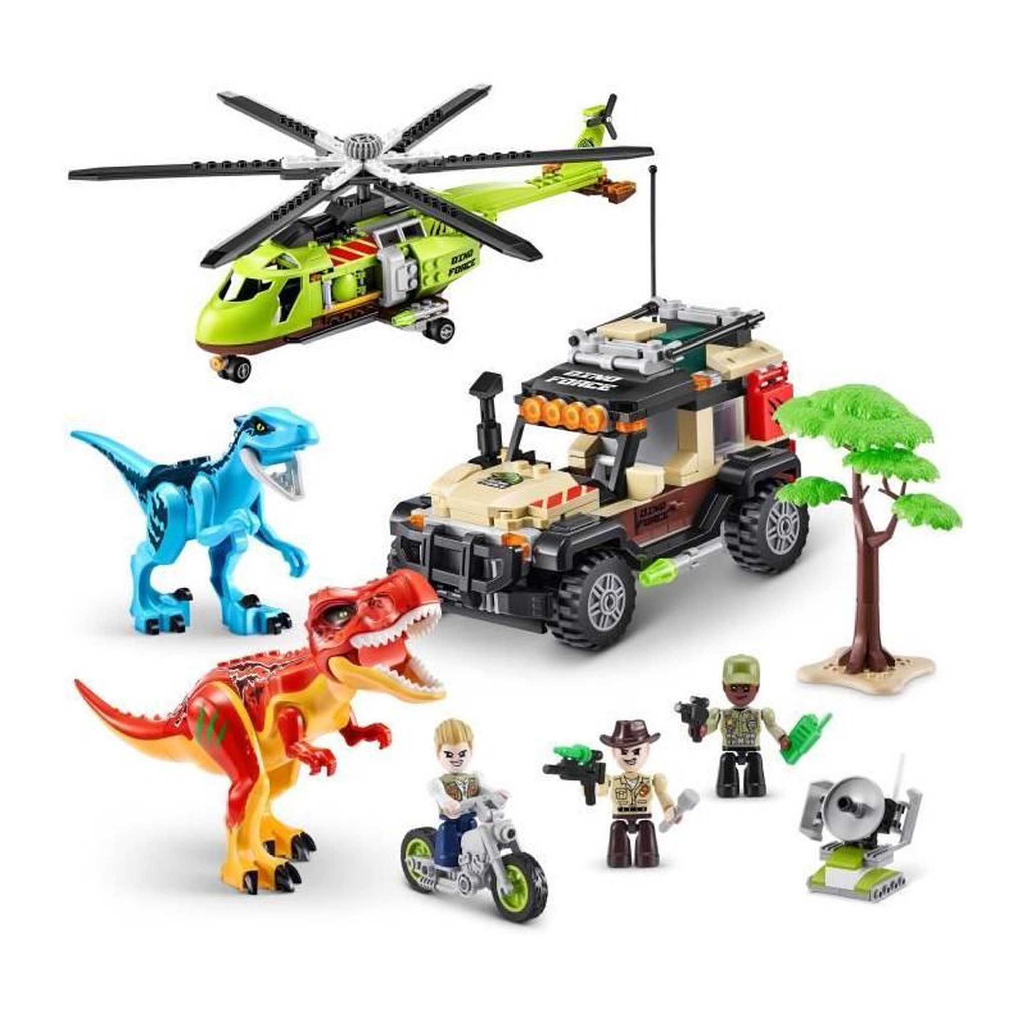 Voir la diapositive 5 : ZURU Set de Construction - ZURU - Dino Adventure Dino Hunt (592 pieces) - Aventure préhistorique avec dinosaures et véhicules