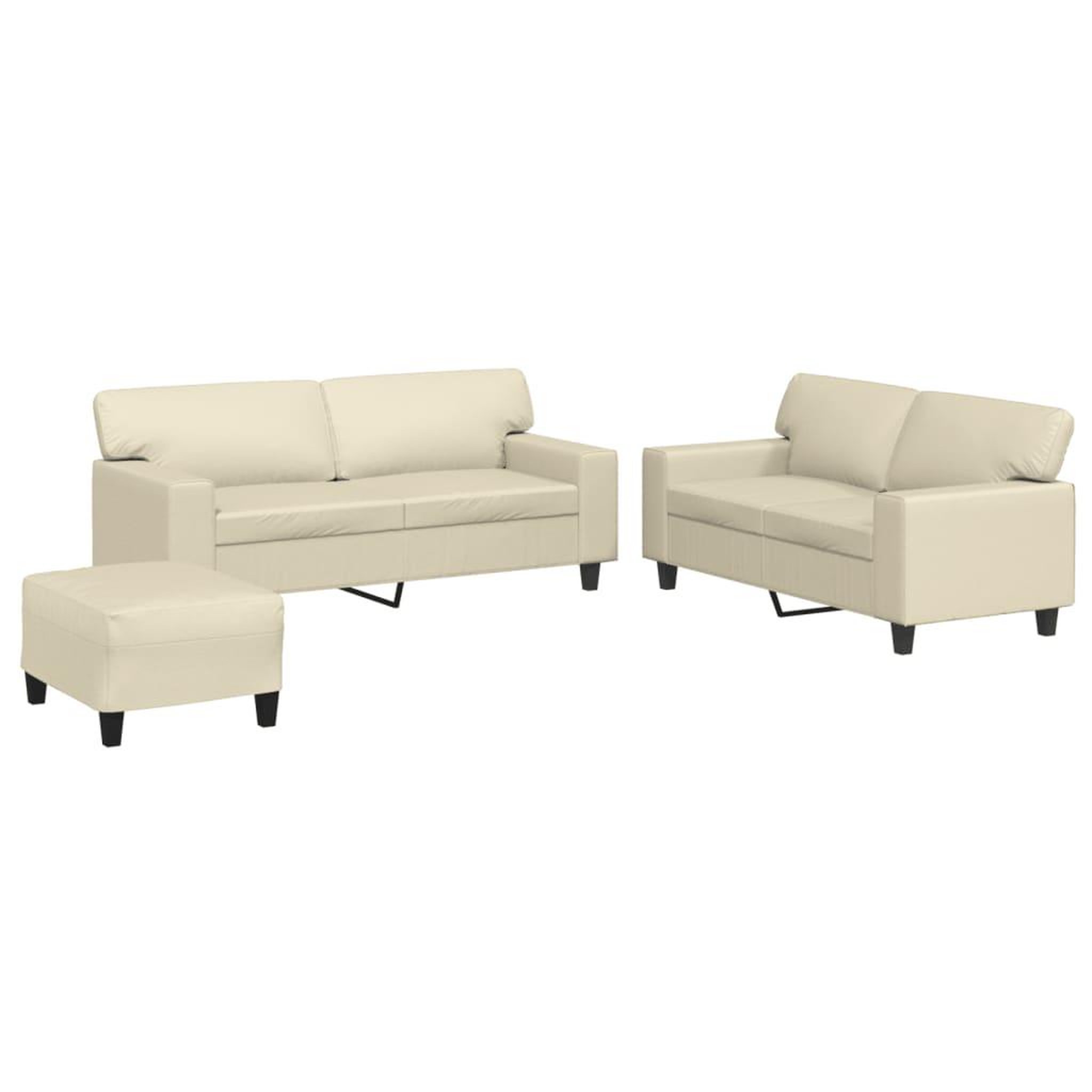 Voir la diapositive 2 : VIDAXL Ensemble de canapes 3 pcs creme similicuir