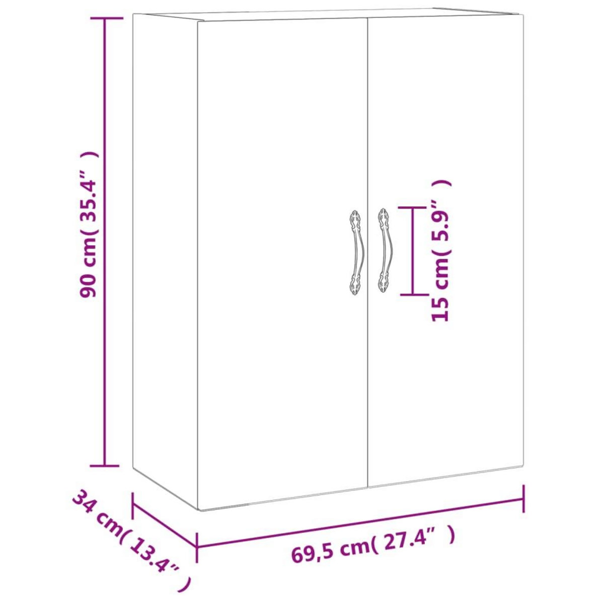 VIDAXL Armoire murale sonoma gris 69,5x34x90 cm bois d'ingenierie