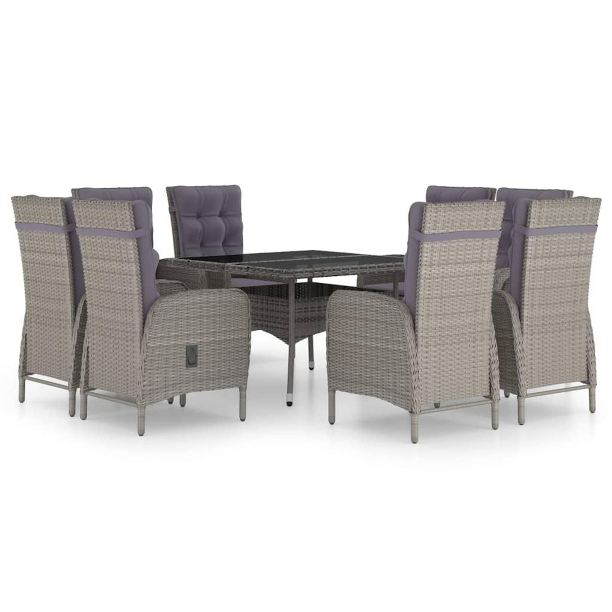 VIDAXL Ensemble a manger de jardin 9 pcs Resine tressee et verre Gris