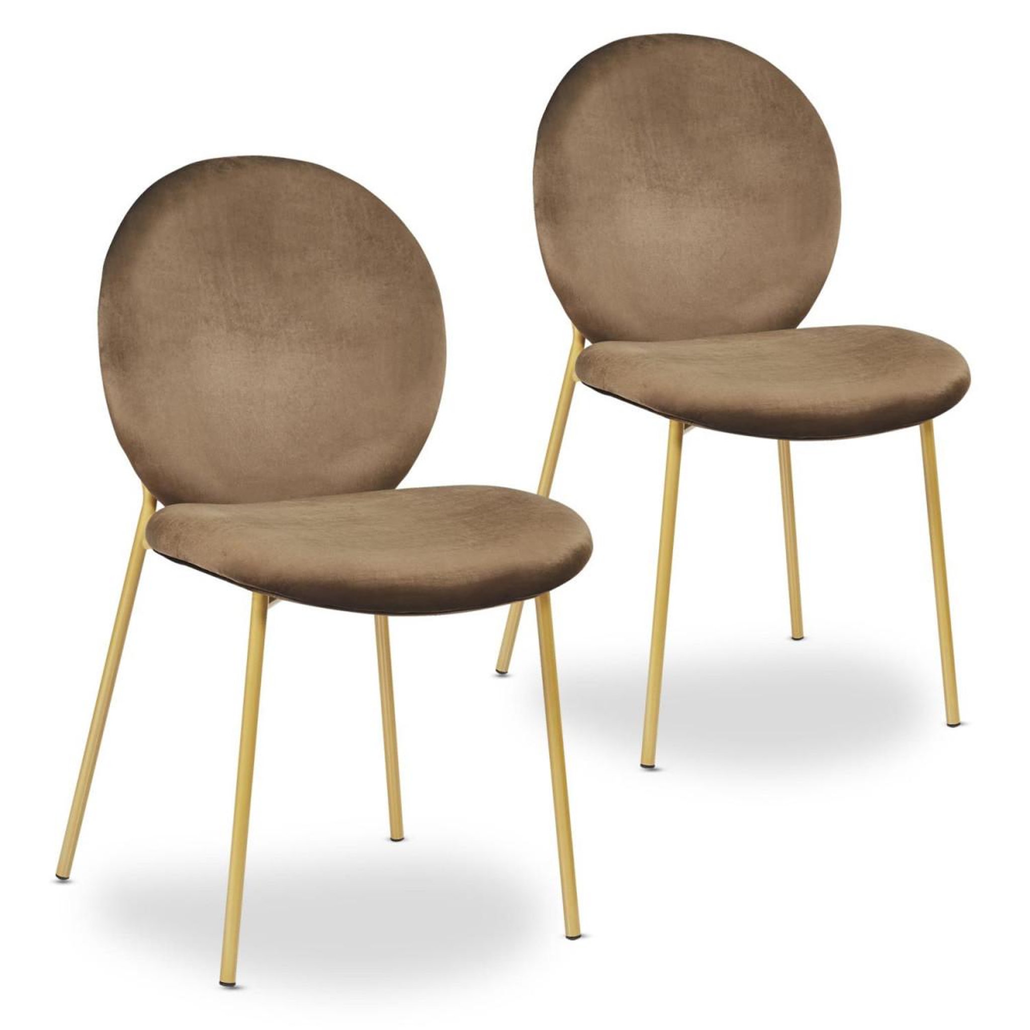 Voir la diapositive 2 : Paris Prix Lot de 2 chaises médaillon en velours  della  79cm camel