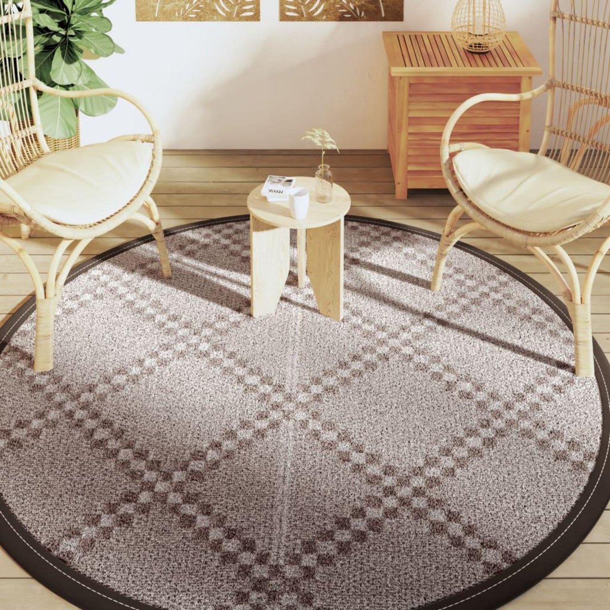 VIDAXL Tapis d'exterieur ARAKIL marron Ø200 cm PP