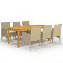 Voir la diapositive 1 : VIDAXL Ensemble a manger de jardin 7 pcs Beige
