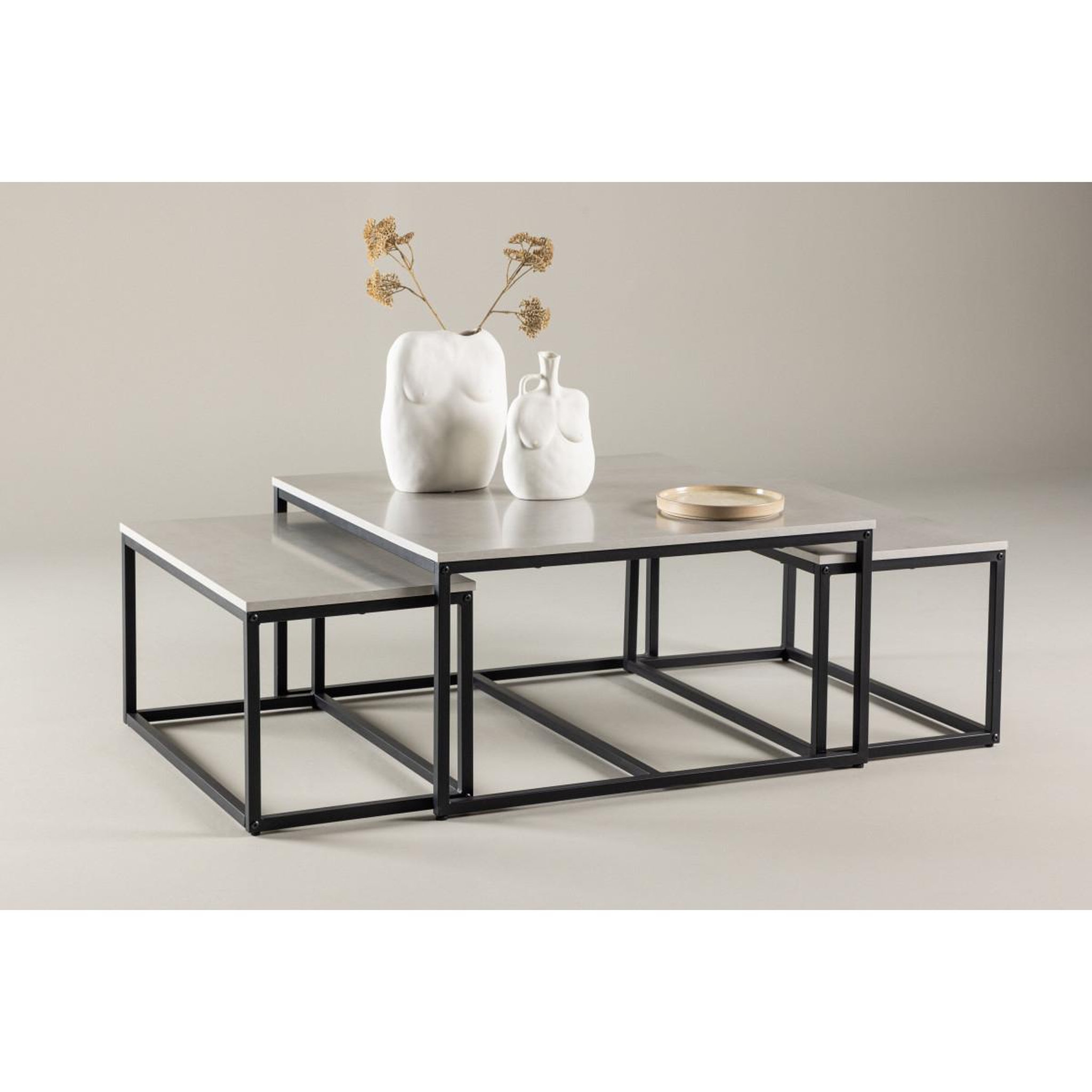 Voir la diapositive 5 : Paris Prix Lot de 3 Tables Basses Gigognes  Solna  80cm Gris