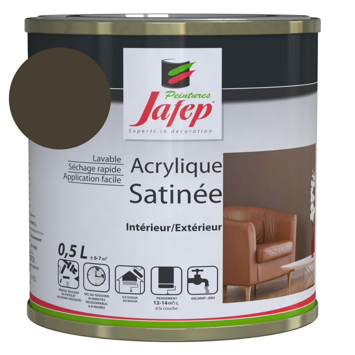  Peinture acrylique satinée taupe Jafep  0,5l  0,5 L 0,5 L
