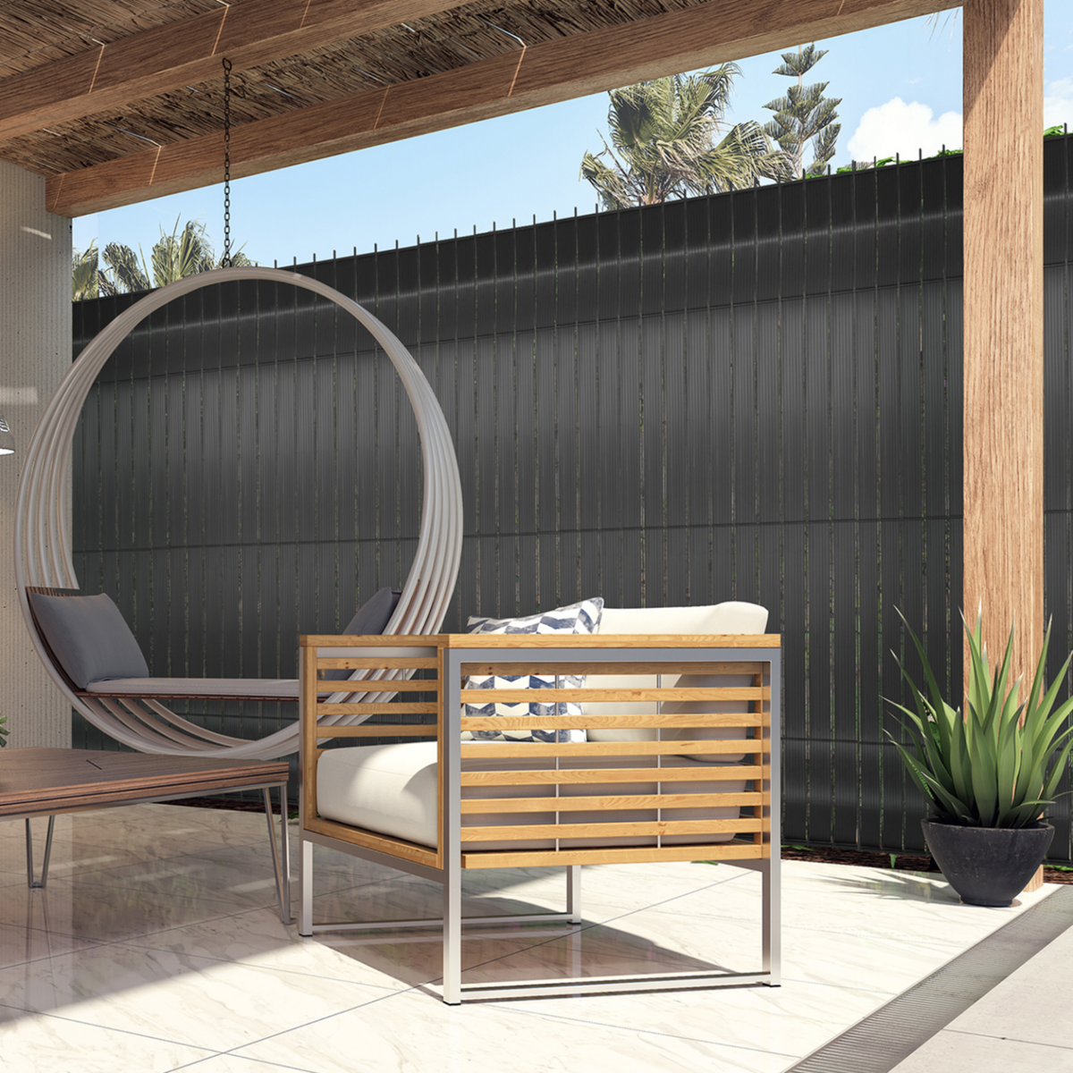 ID MARKET Kit de lamelles occultantes PVC grises L.60 M pour panneau grillagé