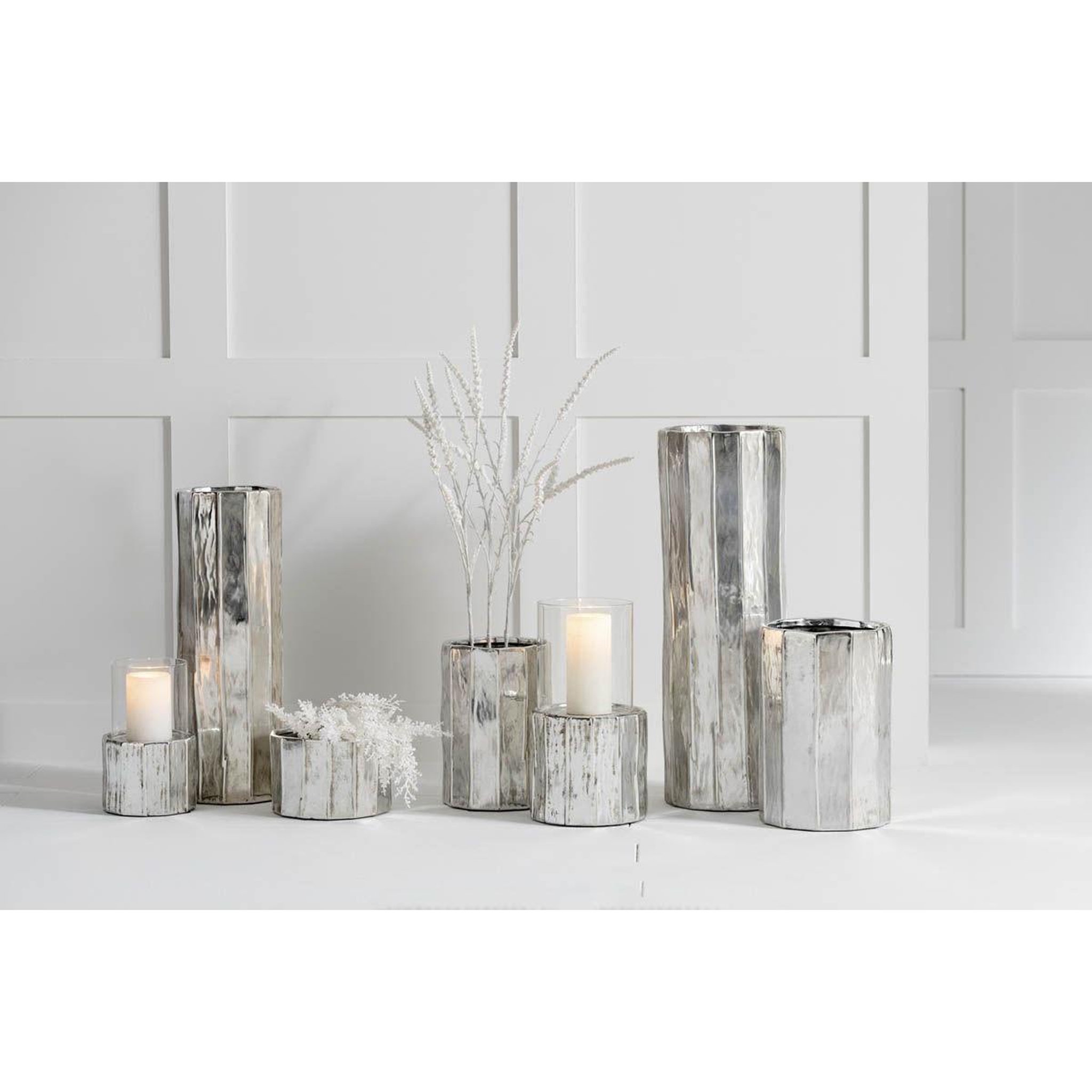 Voir la diapositive 3 : J-LINE Vase design en argile  ary  50cm argent