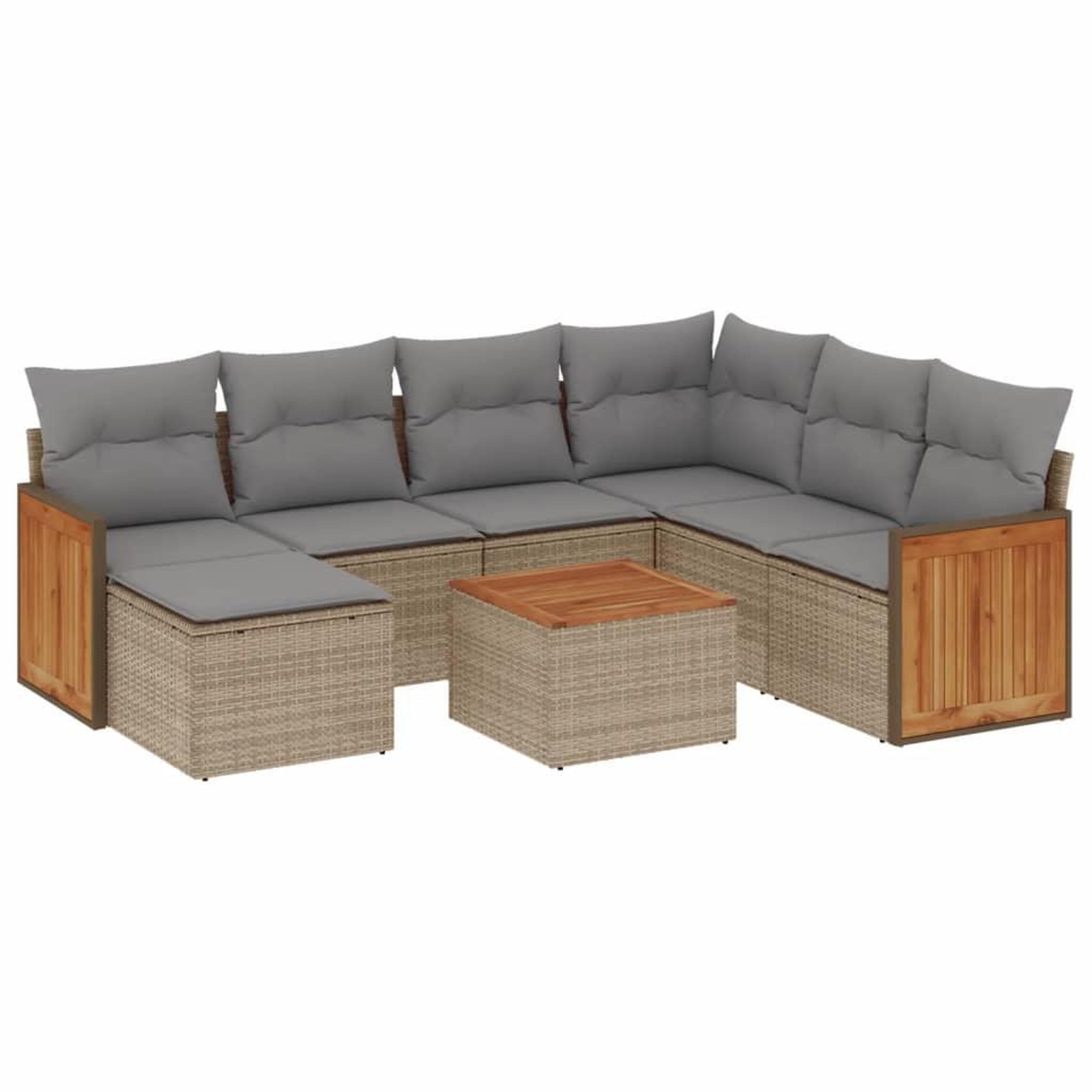 Voir la diapositive 2 : VIDAXL Salon de jardin avec coussins 8 pcs beige resine tressee