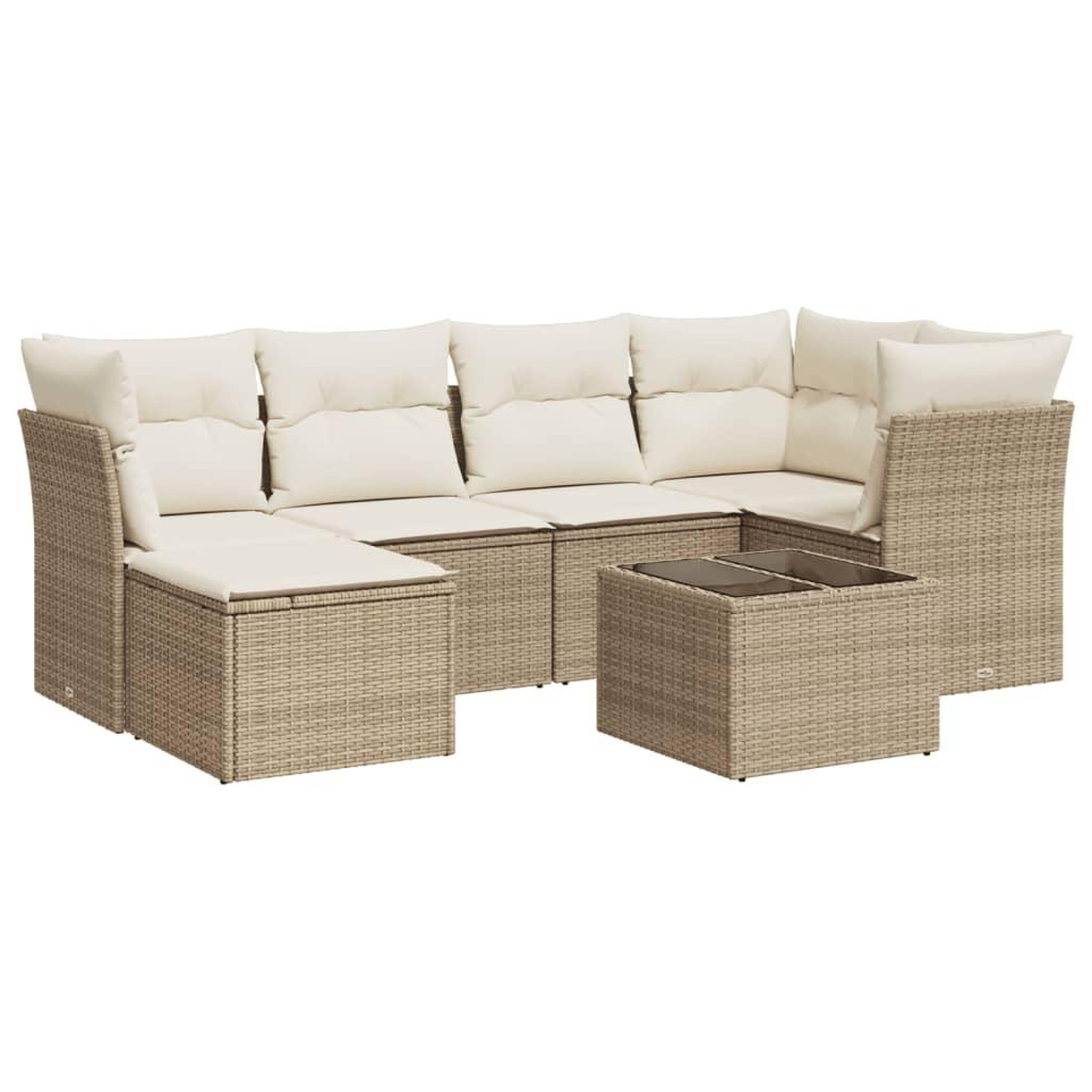 Voir la diapositive 2 : VIDAXL Salon de jardin avec coussins 7 pcs beige resine tressee