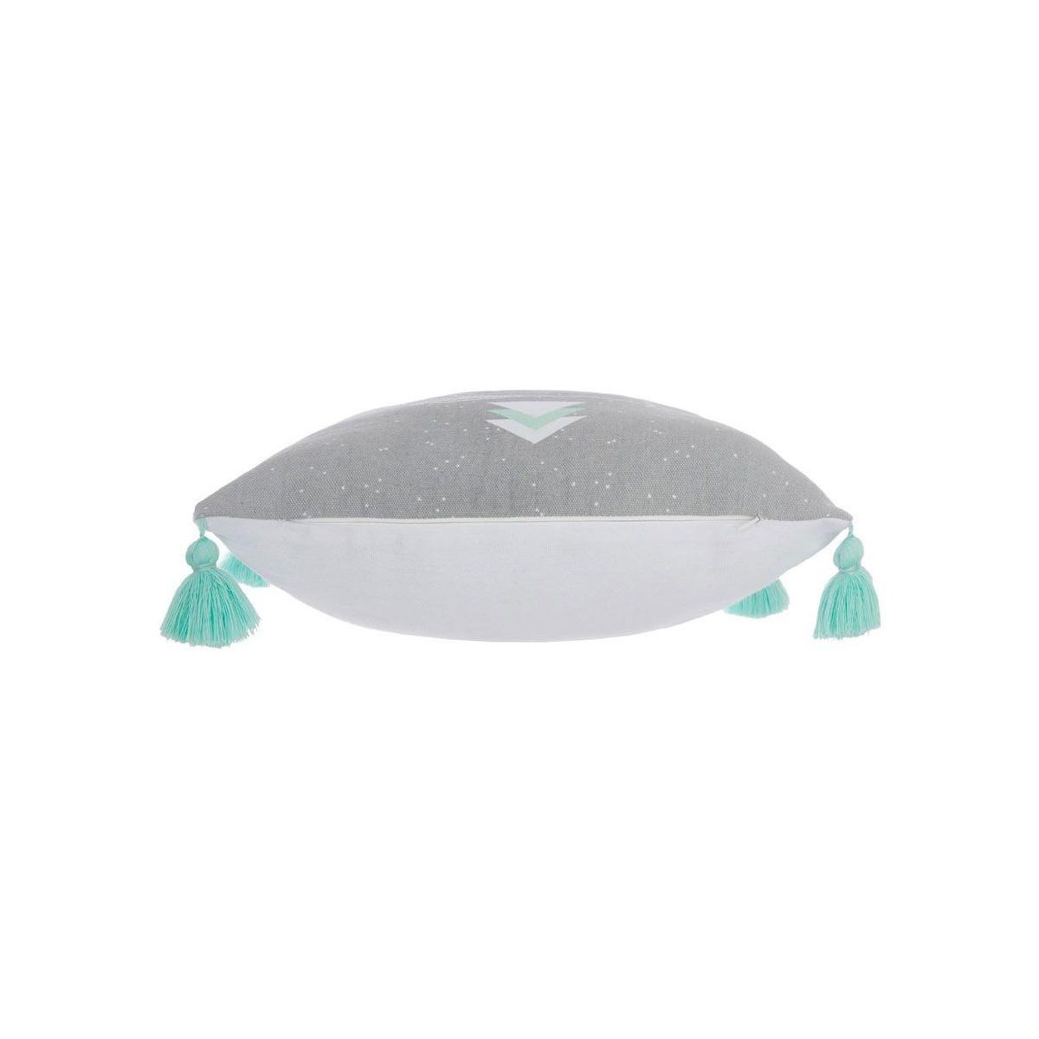 Voir la diapositive 3 : ATMOSPHERA Coussin déco  4 pompons  40x40cm gris