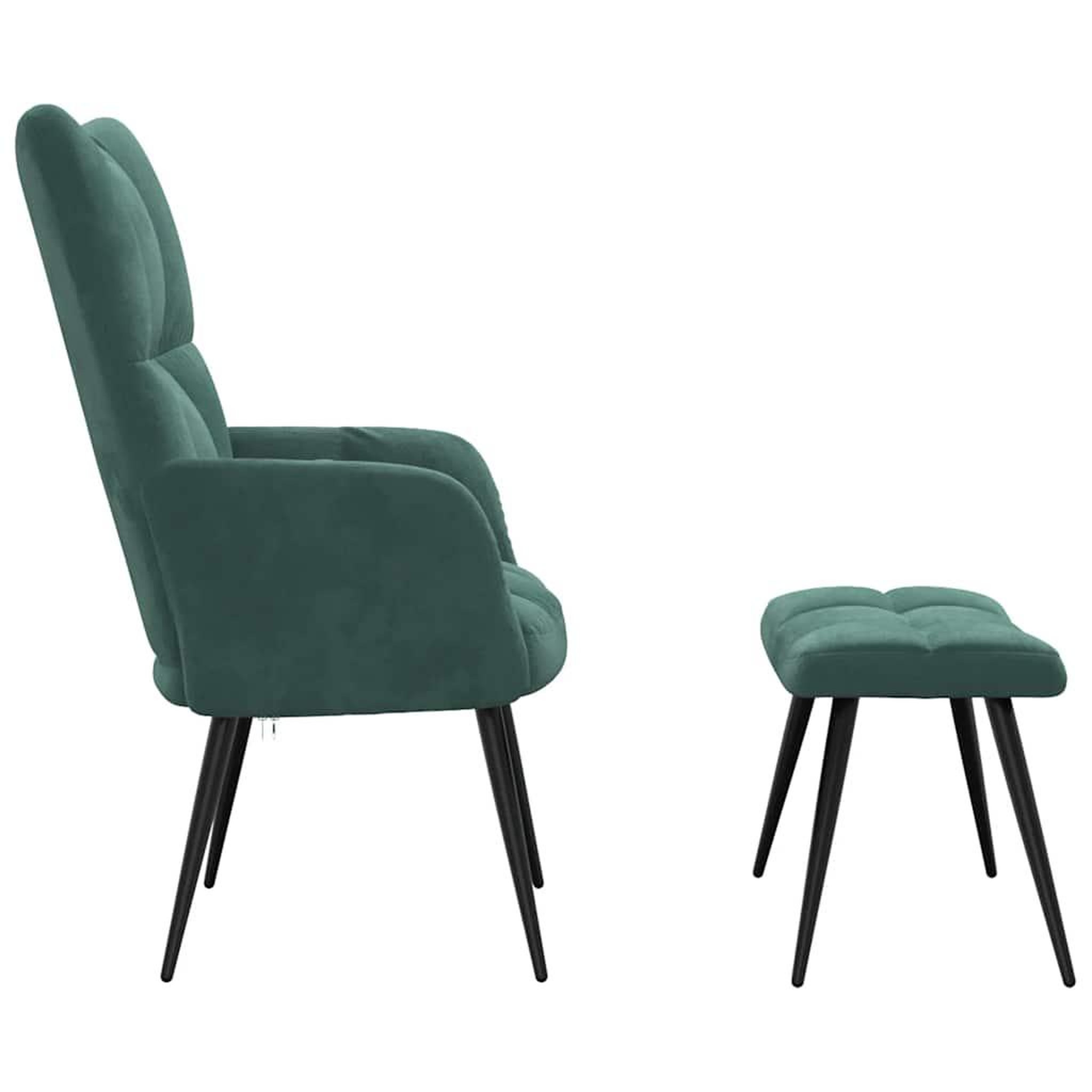 Voir la diapositive 4 : VIDAXL Chaise de relaxation avec tabouret Vert fonce Velours