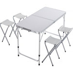 Habitat et Jardin Ensembe table de camping et 4 tabourets pliants - 125 x 60 cm - Blanc