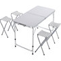 Voir la diapositive 1 : Habitat et Jardin Ensembe table de camping et 4 tabourets pliants - 125 x 60 cm - Blanc
