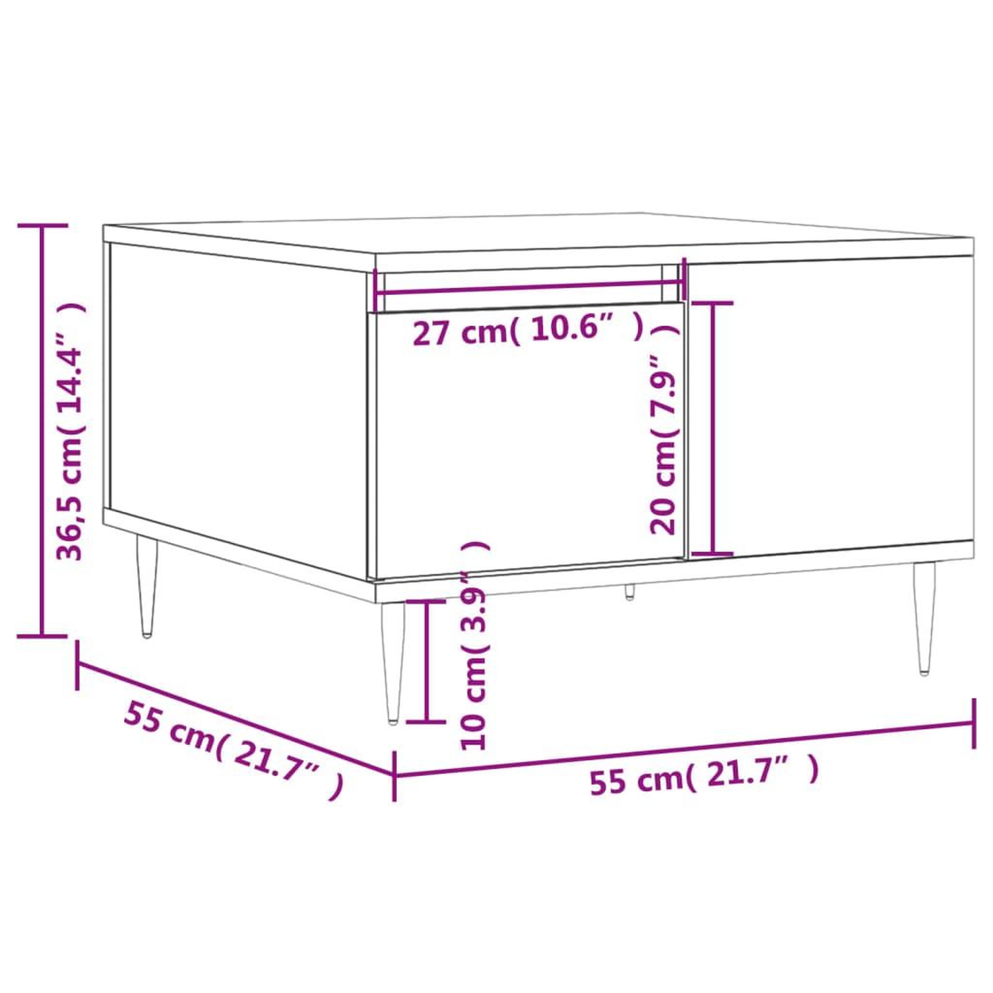 Voir la diapositive 6 : VIDAXL Table basse noir 55x55x36,5 cm bois d'ingenierie