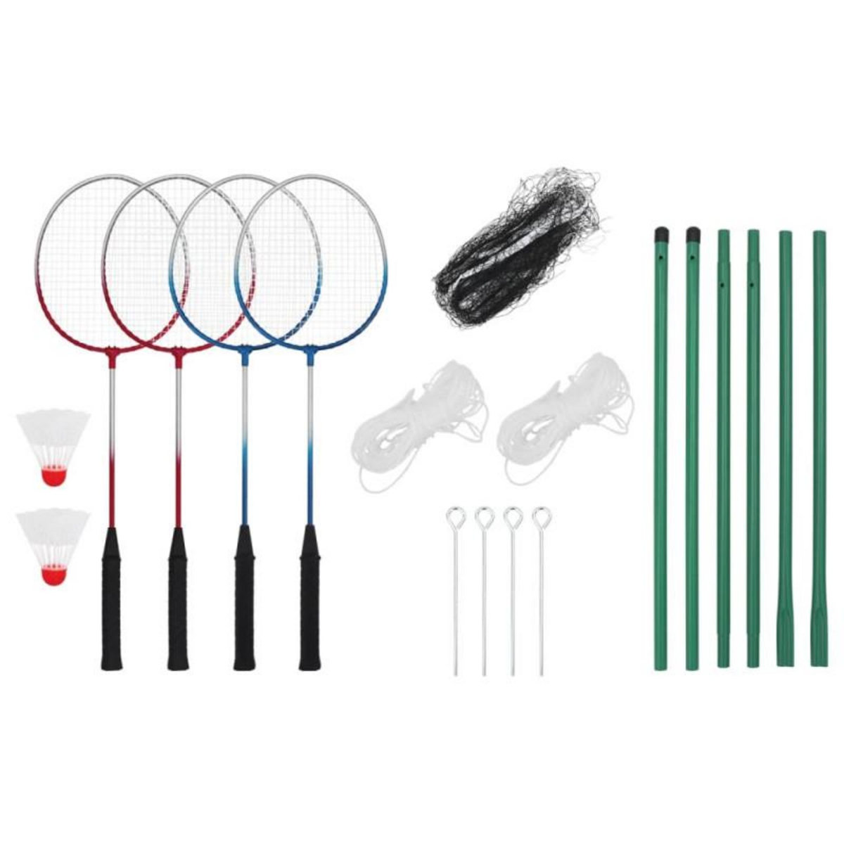 VIDAXL Set de badminton avec 4 raquettes et filet 620x151 cm